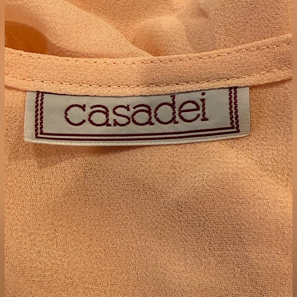 Vintage 80 Casadei Women Drop Waist Pleated Pearl Bead Accent Dress - Picture 6 of 6
